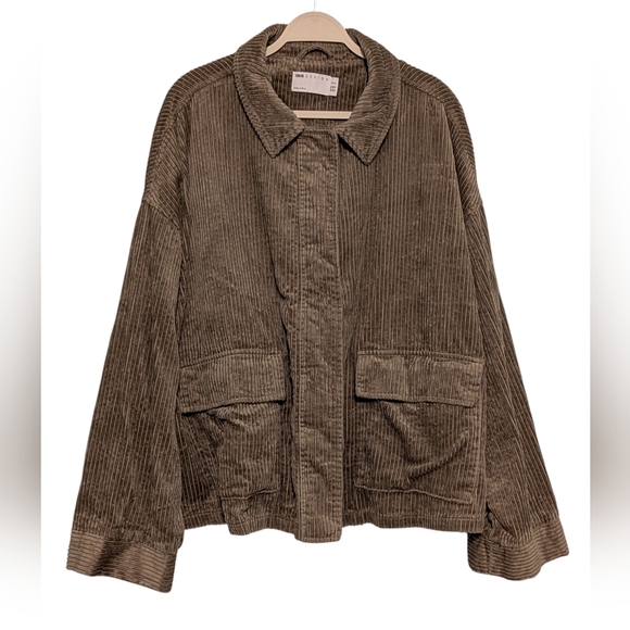 ASOS Curve Jackets & Blazers - ASOS Curve Olive Green Corduroy Utility Jacket
